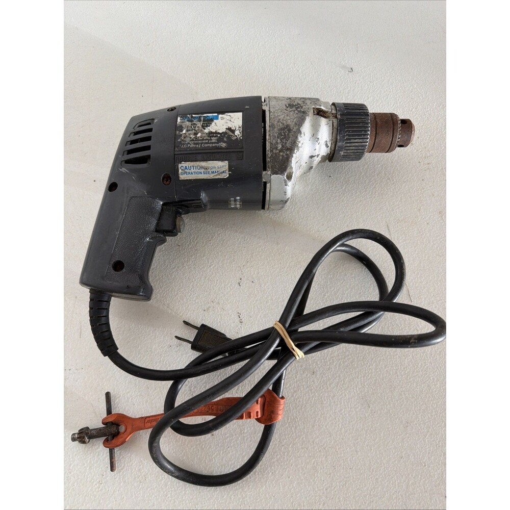 Vintage JC Penney Corded Electric Drill Model 0001B Double Insulated